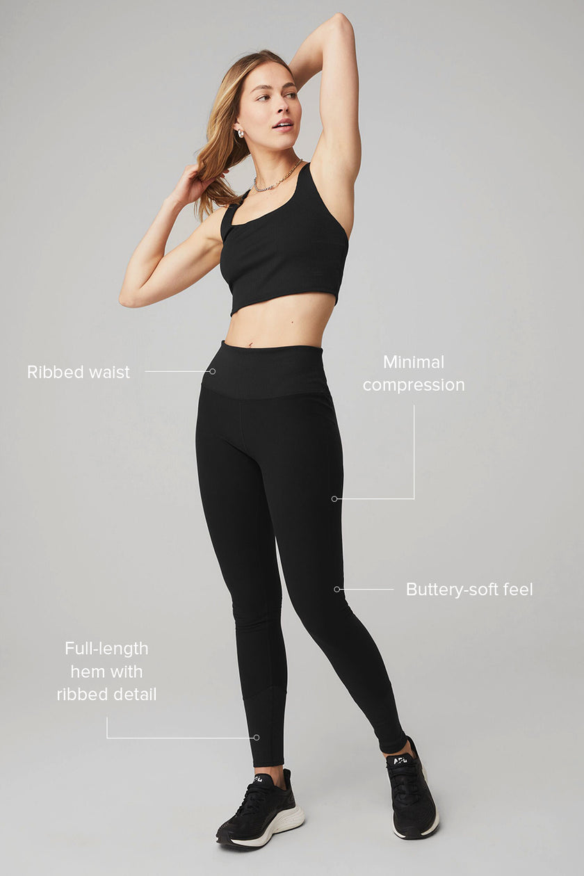 Alo Yoga Moto Legging Black Glossy Mid Rise Leggings Womens Size XXS A –  Becky Park