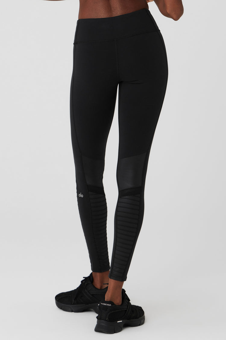 7/8 High-Waist Moto Legging - Black