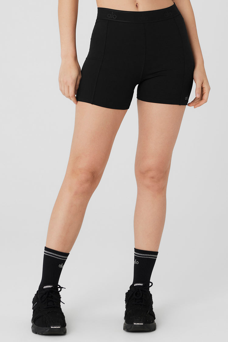 Alosoft high-rise jersey leggings in black - Alo Yoga