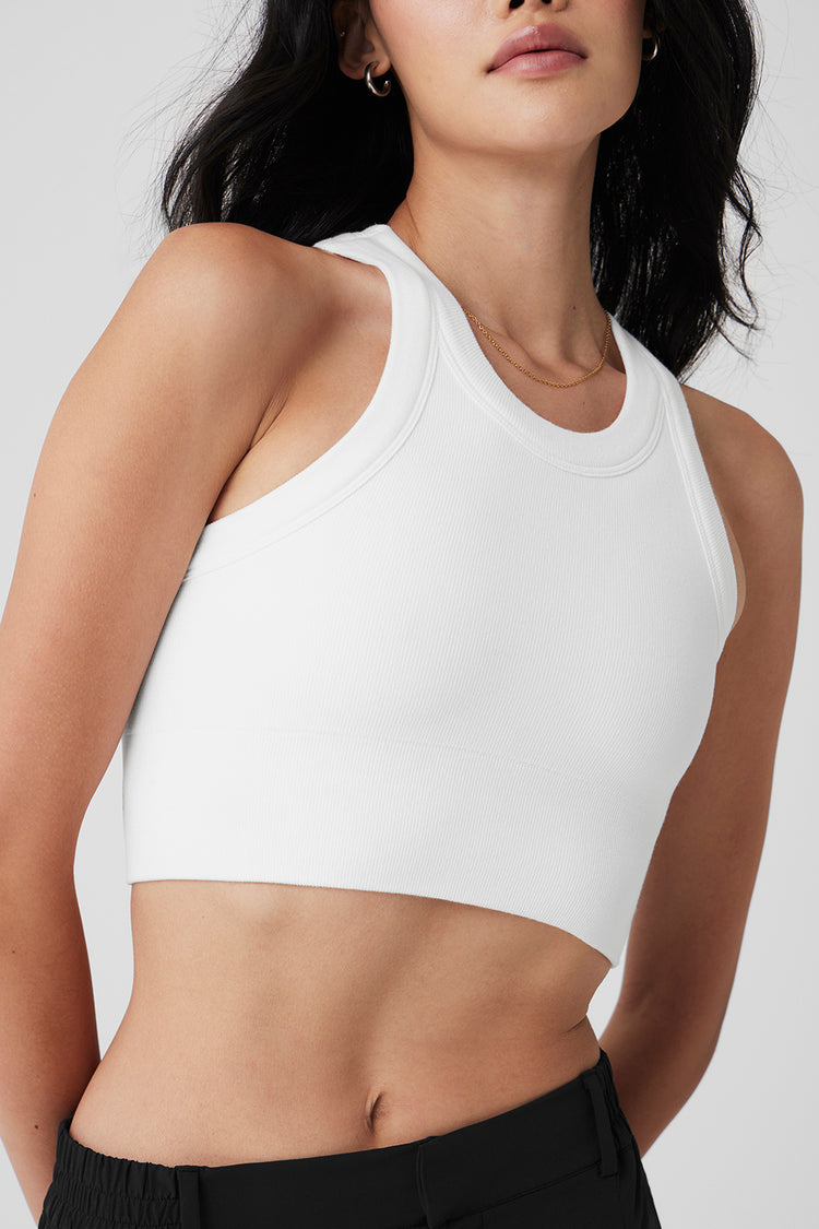 Buy Alo Charmed Collar Bra Tank - White At 50% Off