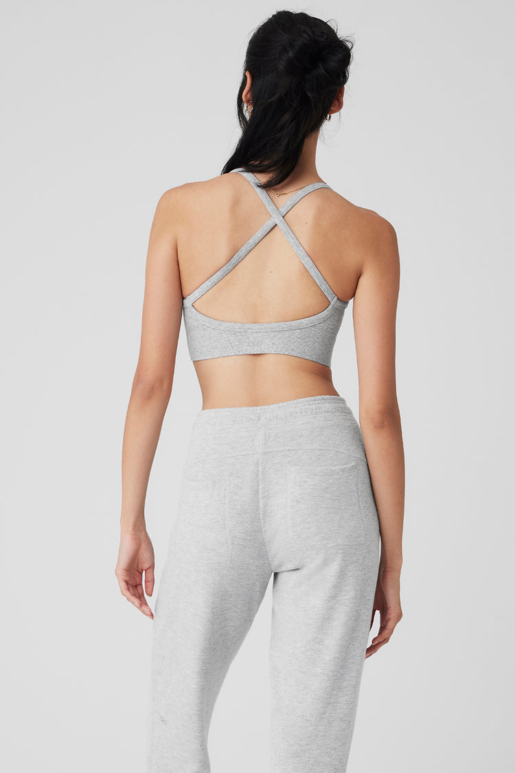Buy Alo Yoga® Ribbed Crop Whisper Bra Tank Top - Athletic Heather Grey At  41% Off