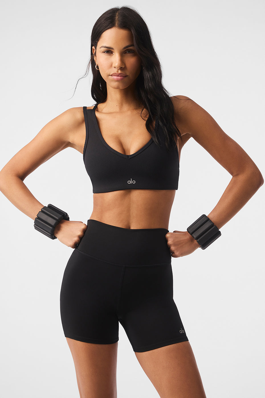 NEW $72 Alo Movement Sports Bra with Lace-up Back in Black [SZ Small ]  #P378