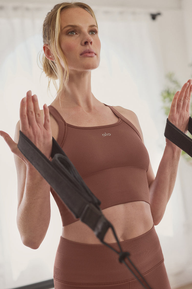 Seamless Ribbed Favorite Bra Tank - Chestnut