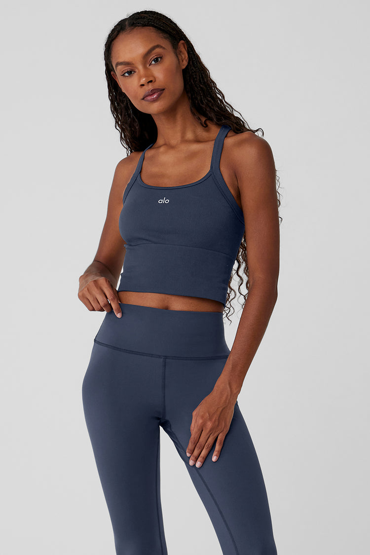 Seamless Ribbed Favorite Bra Tank - Navy