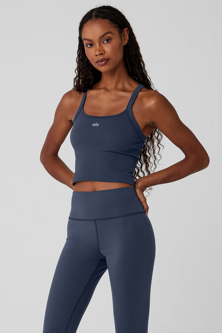 Seamless Ribbed Favorite Bra Tank - Navy