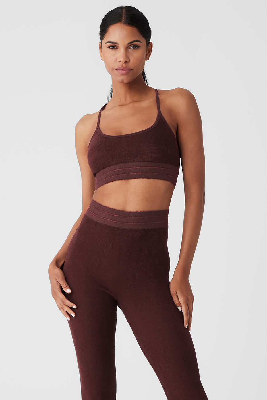 Alo Yoga Bandage Sports Bra In Smoky Quartz