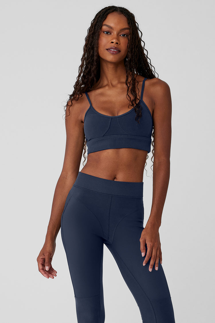 Alo Yoga (XS) Sports Bra Blue Black Print Strappy Back