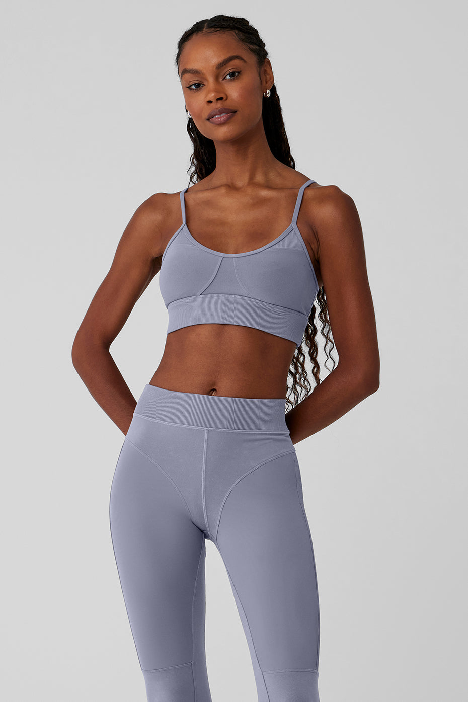 Ambient Logo Bra in Athletic Heather Grey/White by Alo Yoga - International  Design Forum