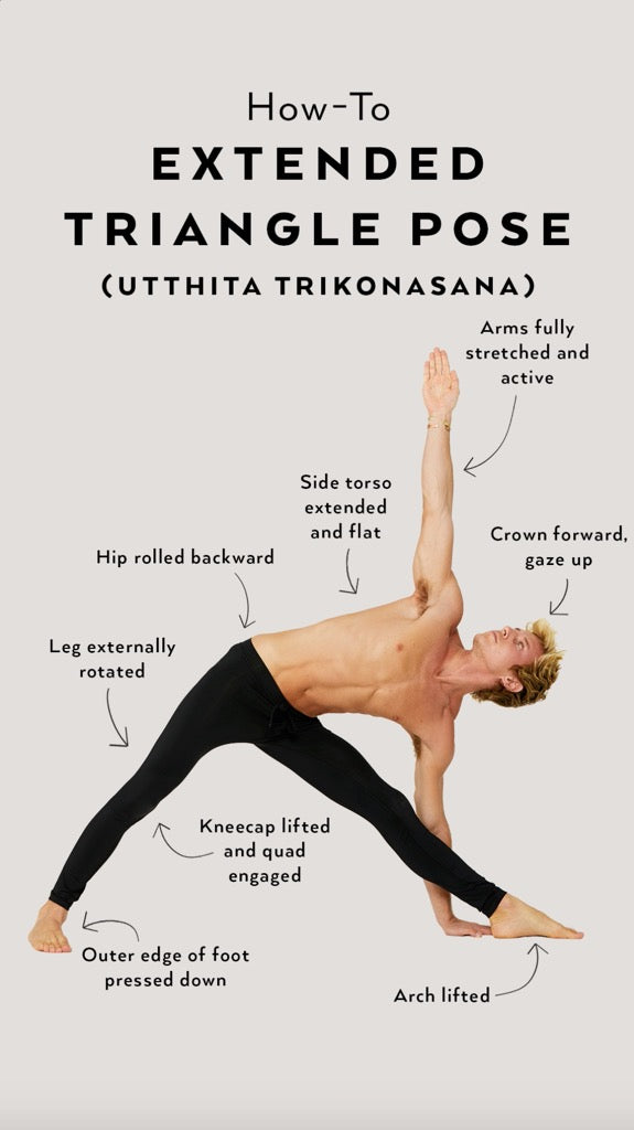 One of my favourite poses to add into class: Trikonasana - triangle pose.  Relieves back pain, relieves stress, strengthens and stretches… | Instagram