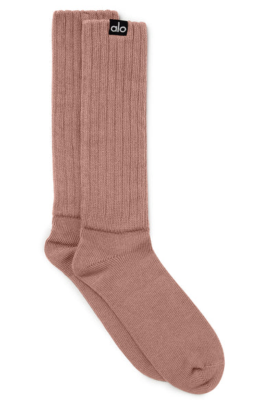 Alo Yoga Women's Scrunch Sock - Smoky Quartz. 1