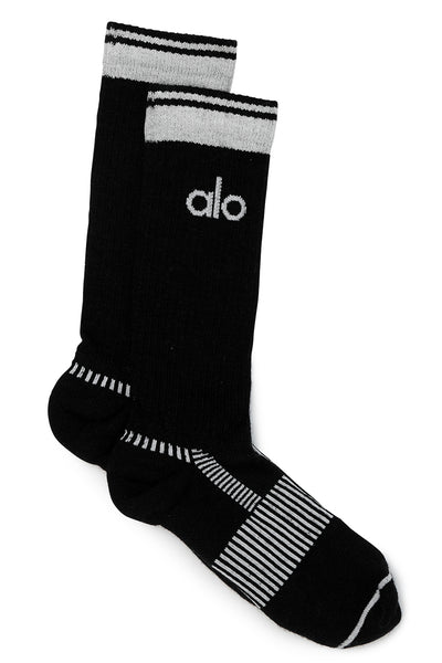 Alo Yoga Women's Wool-Tech Crew Sock - Black. 1