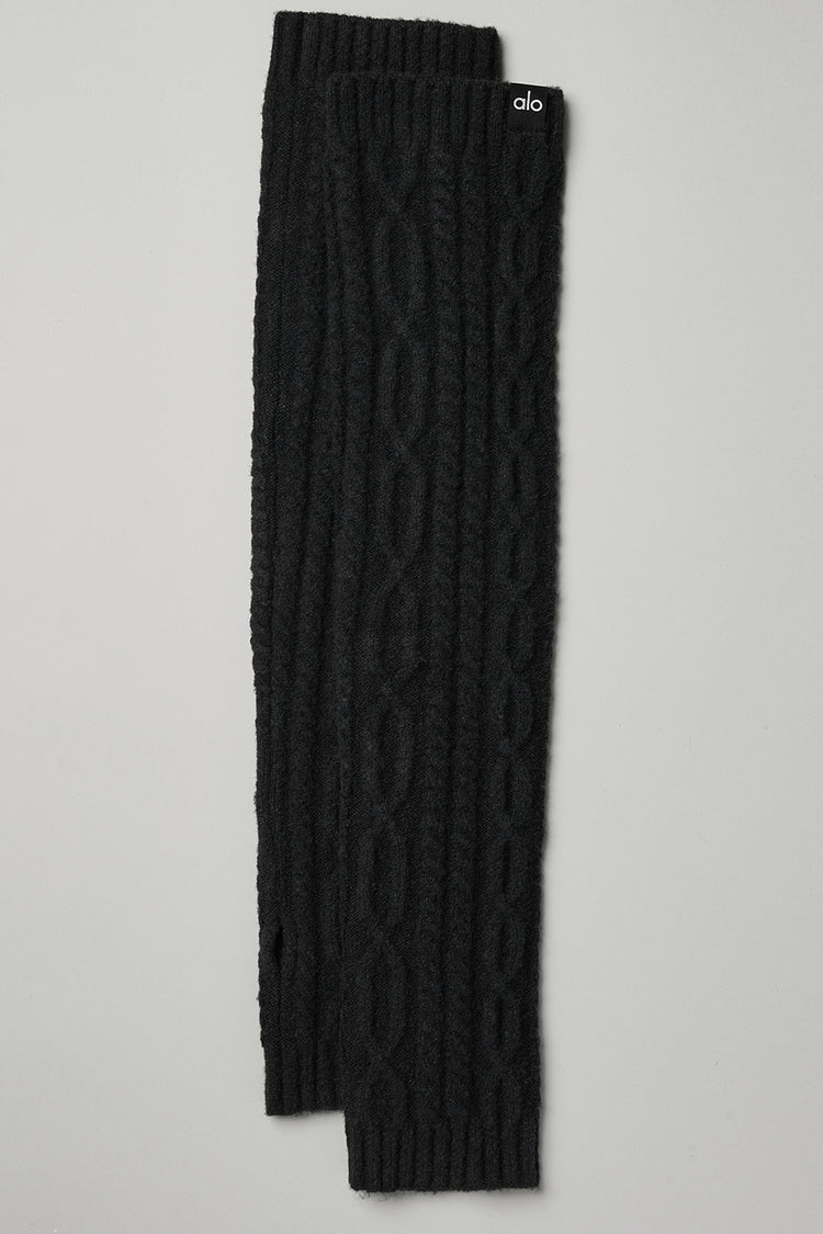 Cable Knit Arm Warmers - Black