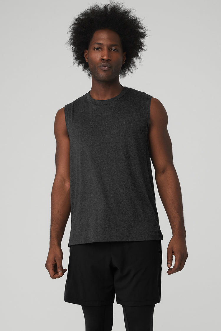 Buy Alo Yoga® Amplify Seamless Muscle Tank Top - Black Heather At 70% Off