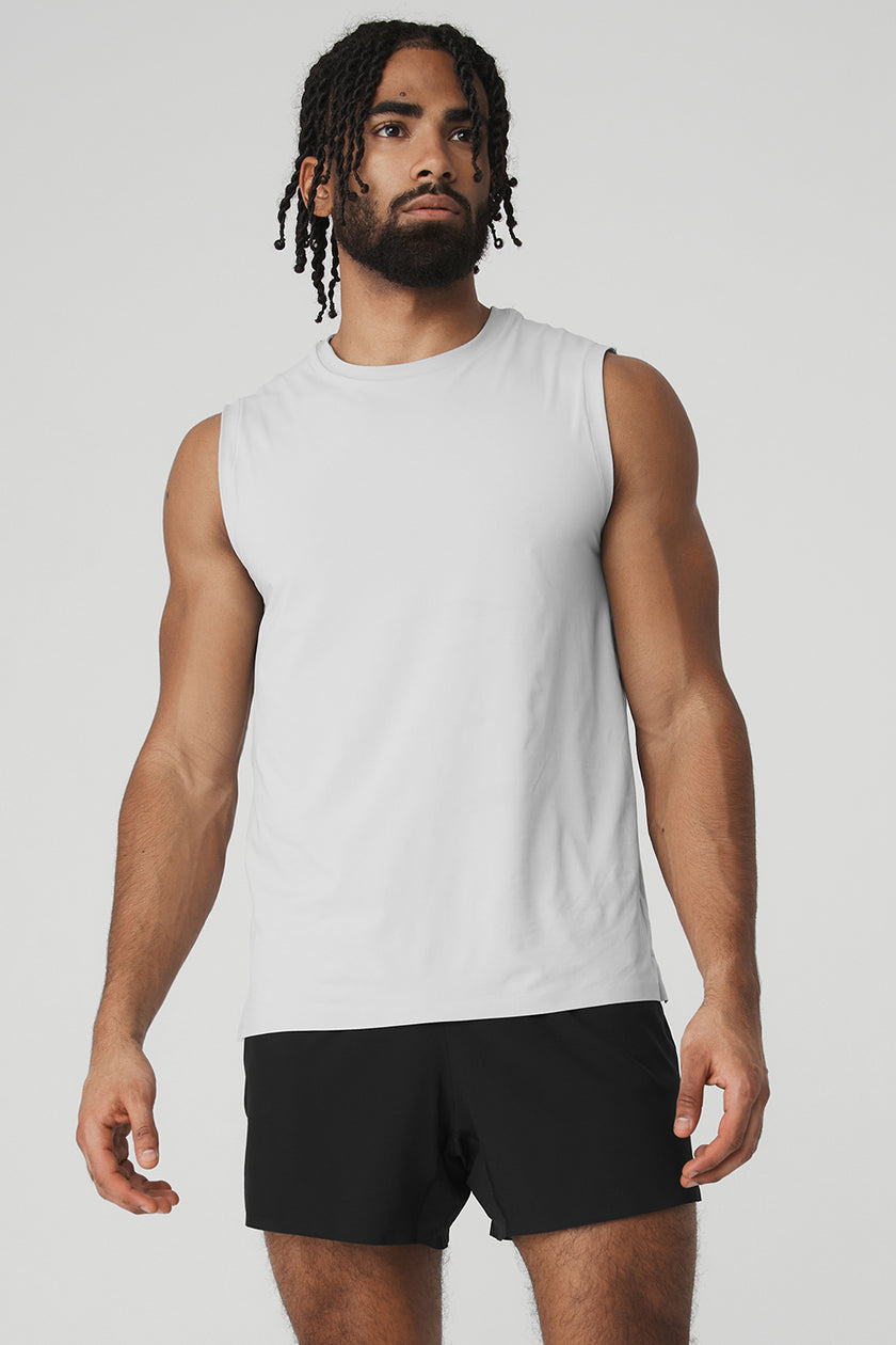 Buy Apana men relaxed fit sleeveless textured tank glacier Online