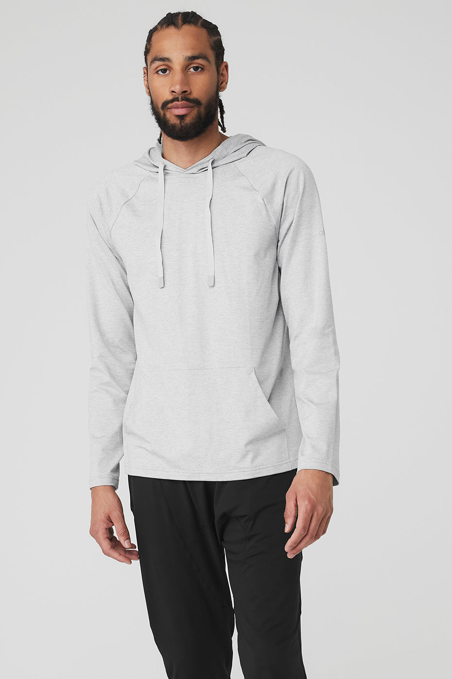 Alo Yoga S Small Grey Slay Slashed Sleeves Slay Hoodie Sweatshirt 
