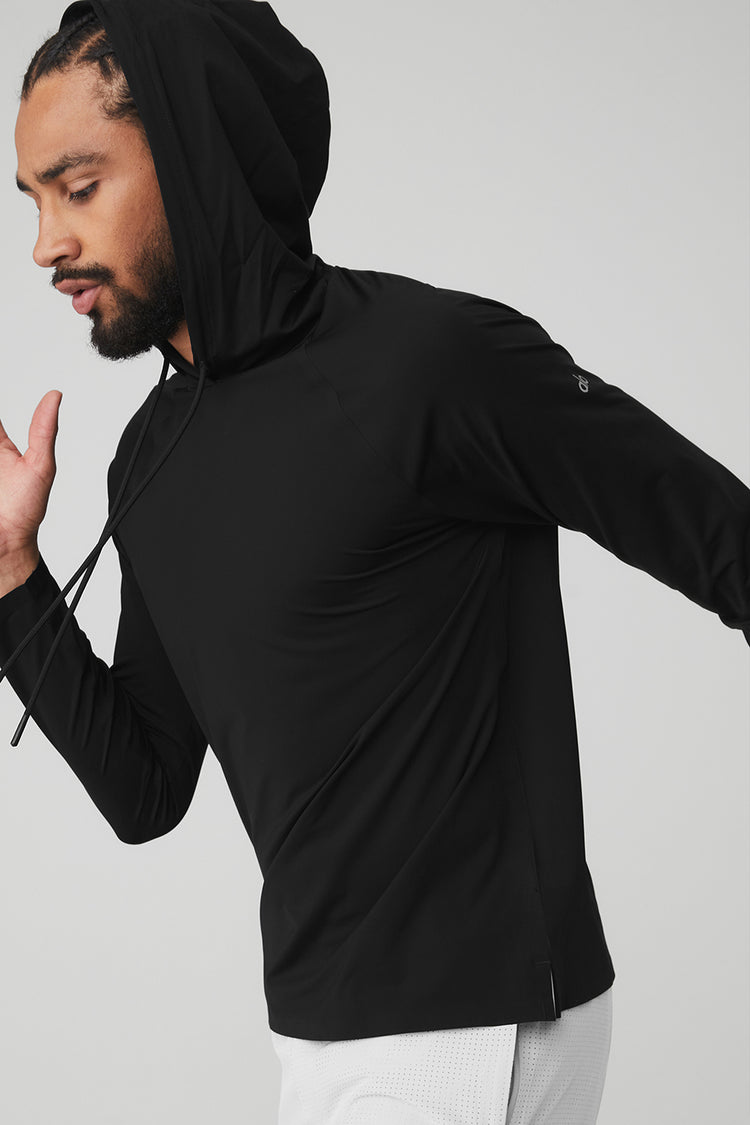 Alo Yoga Men's Idol Hooded Runner, Bluestone, Small at  Men's  Clothing store