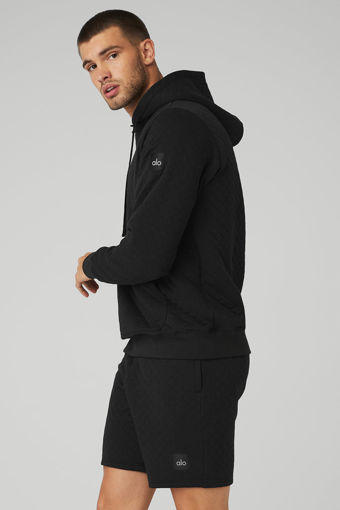 Quilted Stadium Hoodie - Black | Alo Yoga