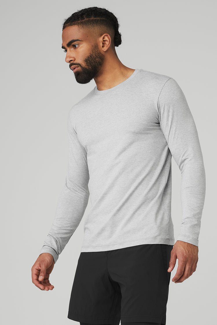 Alo Yoga Conquer Reform Performance T-shirt In Athletic Heather