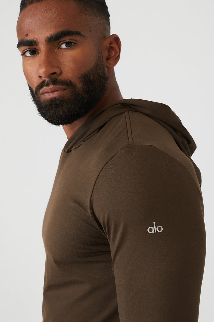 Alo Men's Conquer Reform Long Sleeve With Hood, Athletic Heather