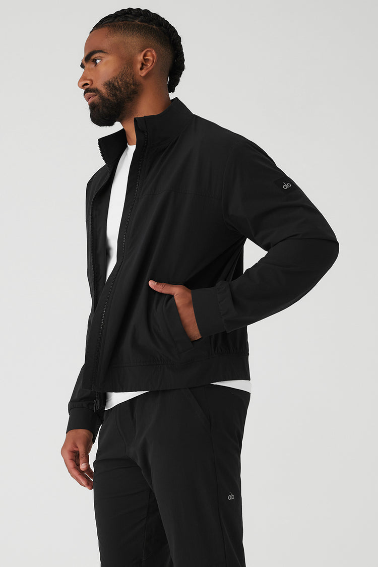 Alo Yoga Field Black Mesh Oversized Button Up Lightweight Bomber