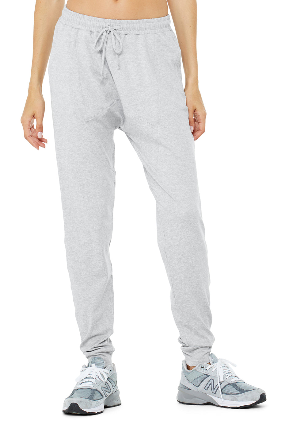 Alolux High-Waist Soho Wide Leg Pants in Athletic Heather Grey by Alo Yoga