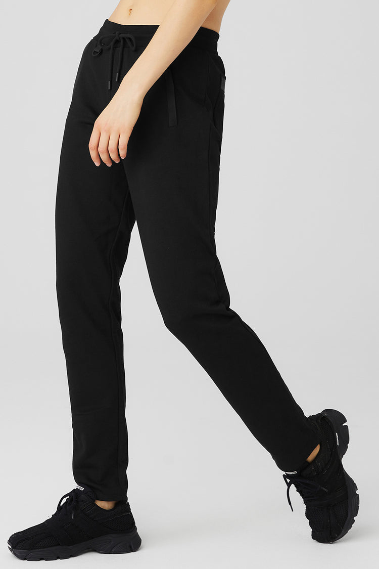 ALO Yoga Women's Large Size Zipper Black Sweatpants 