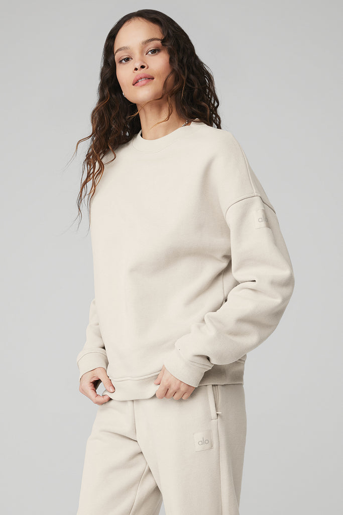 Renown Heavy Weight Crew Neck Pullover - Bone | Alo Yoga