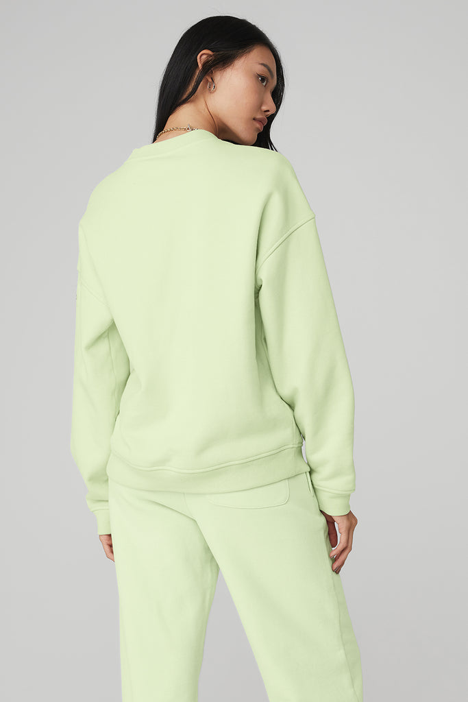 Renown Heavy Weight Crew Neck Pullover - Limelight | Alo Yoga
