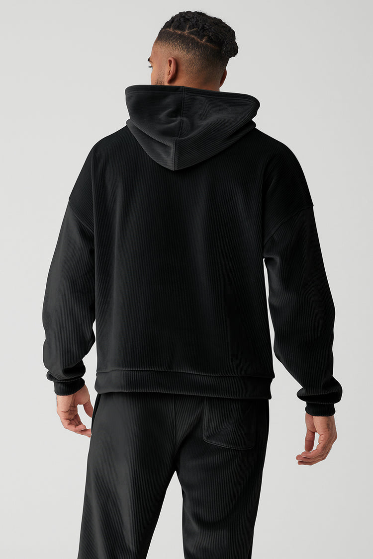 Velour Baller Hoodie in Black by Alo Yoga