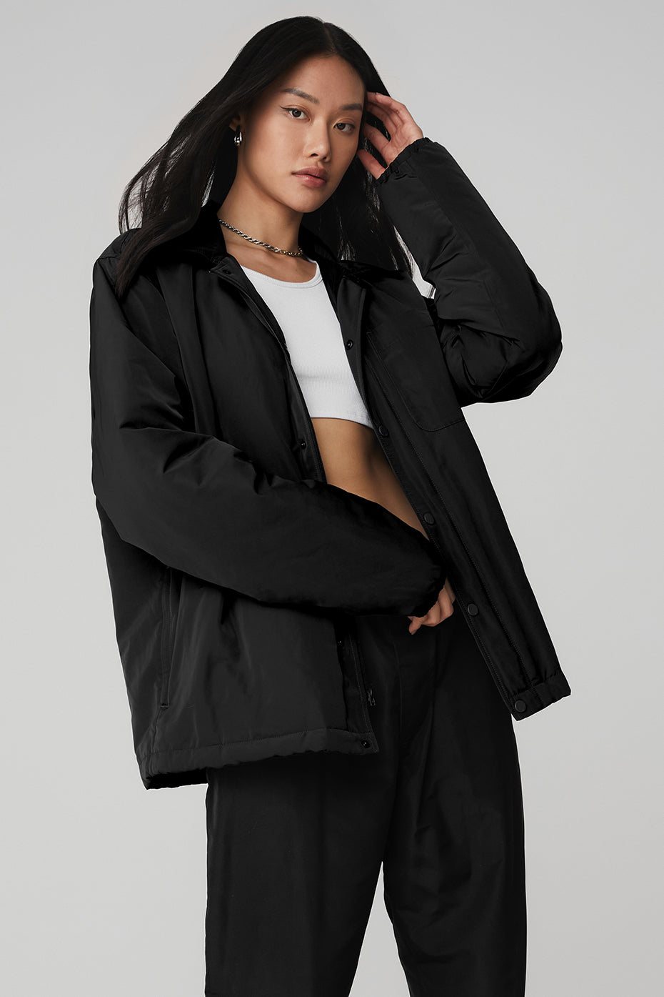 Faux Fur Cascade Jacket - Black