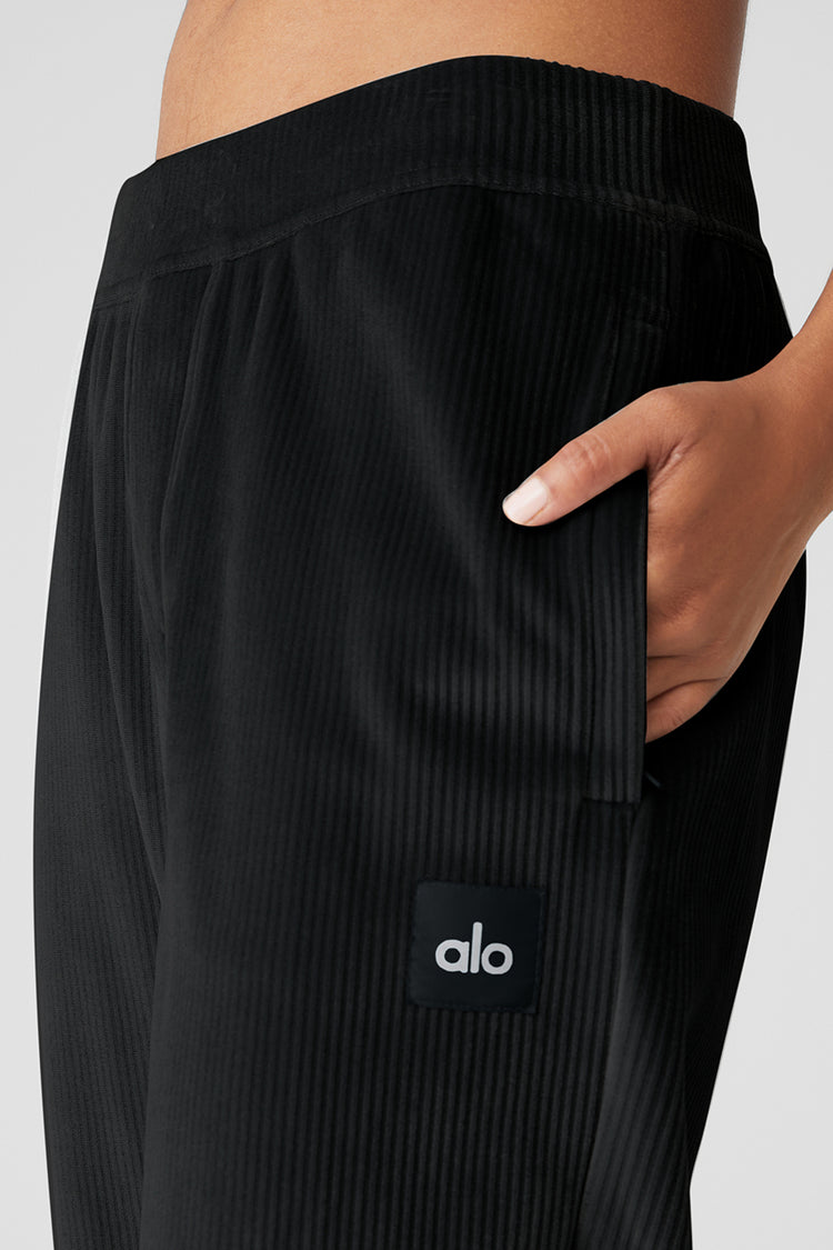 Velour Baller Hoodie in Black by Alo Yoga