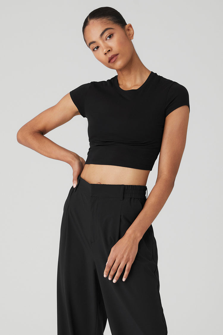 NEW Alo Yoga Halo Cropped Tee Women's Fitted Top