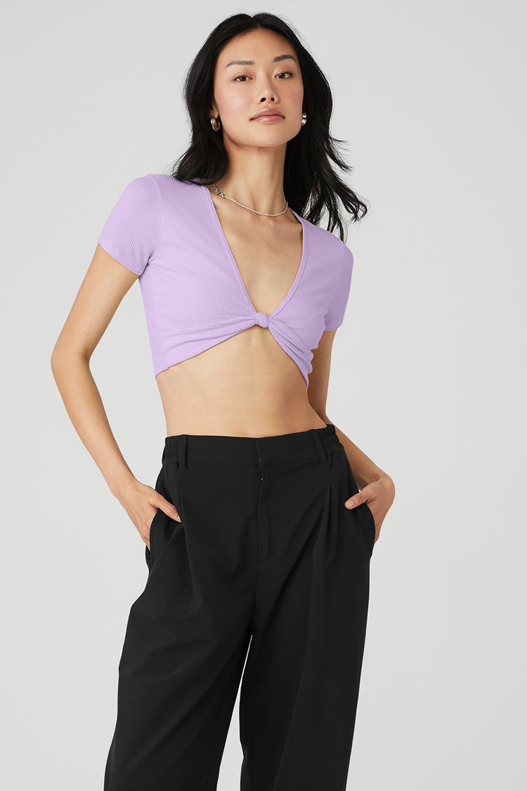ASOS DESIGN light knit beach crop top with tie front detail in