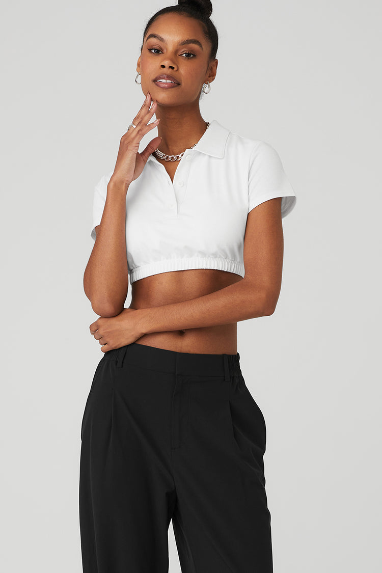 Cropped Prestige Polo - White | Alo Yoga