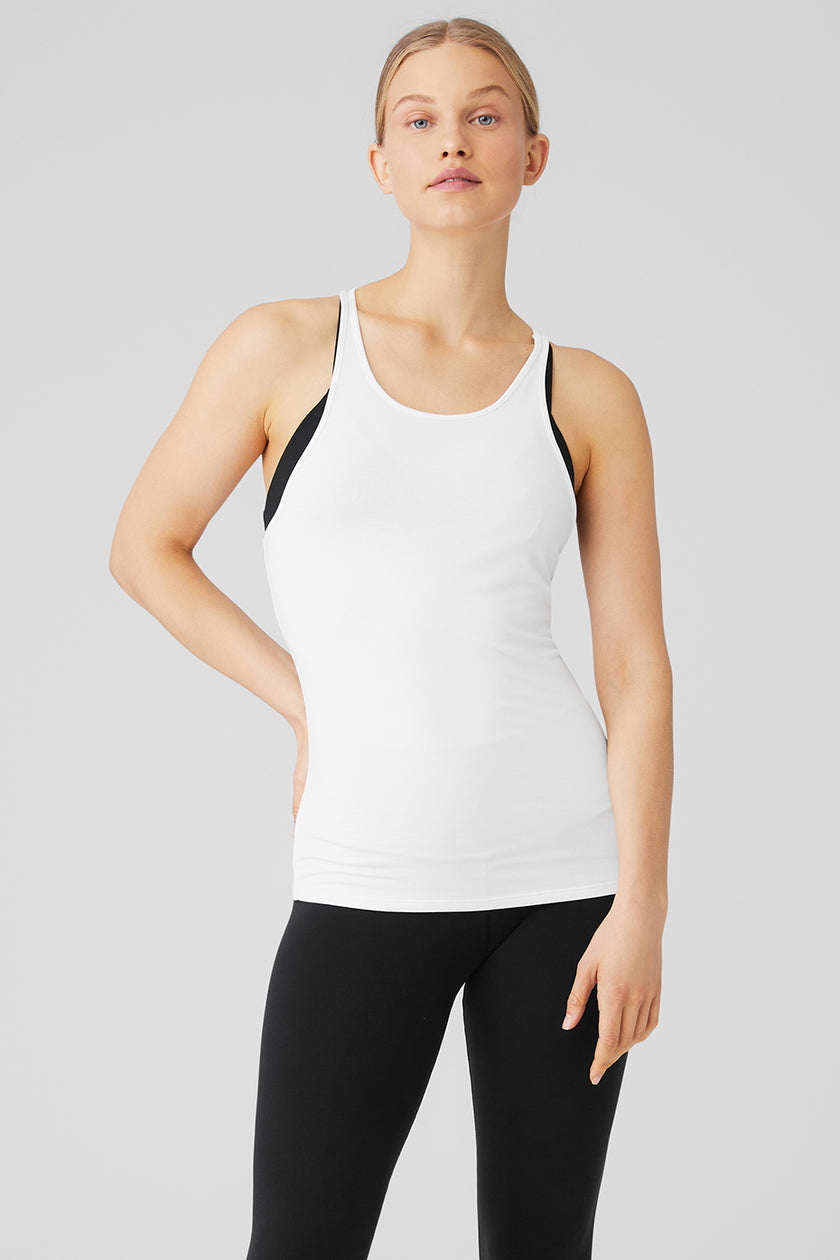 Alo Yoga womensW9032RRib Support Tank sleeveless Shirt - white - X