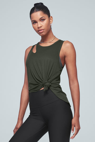 Alo Yoga - Ribbed Peak Tank - Dark Cactus