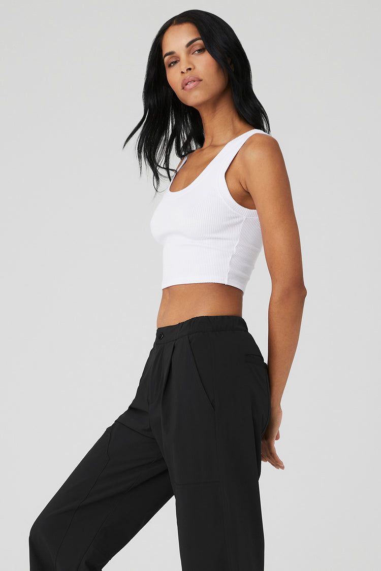 Alo Yoga White Ribbed Wellness Tank Top XS Brand New