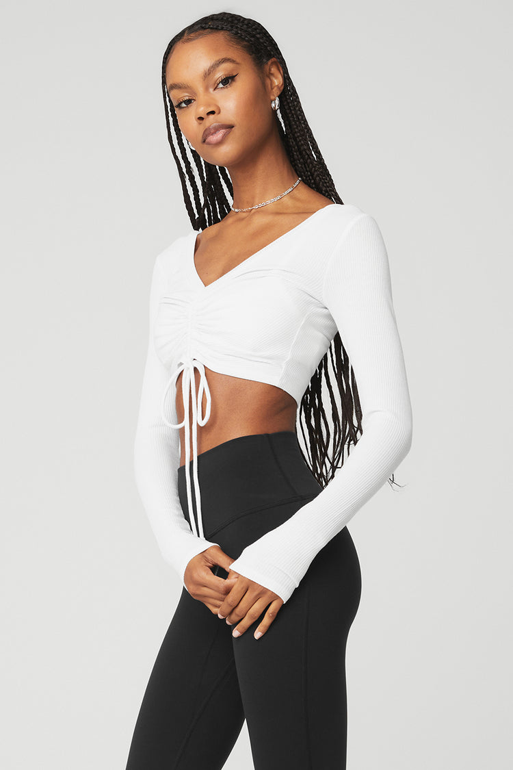 Ribbed Cinch Cropped Long Sleeve curated on LTK