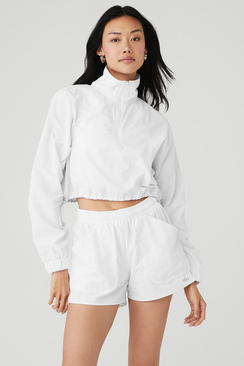 ALO Yoga, Jackets & Coats, Womens Alo Yoga Zip Up Cropped Clubhouse  Jacket Coat Lightweight Sz Medium White