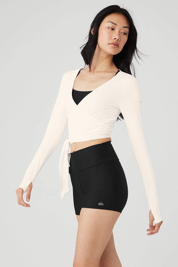 Beyond Yoga Wrap Party Long Sleeve Top in White