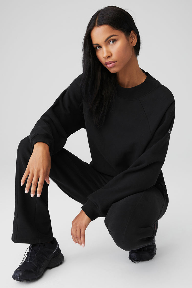 Renown Cropped Button-Up Pullover - Black