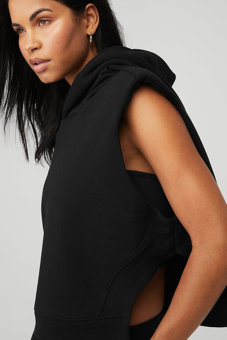 Alo Yoga Cropped Headliner Shoulder Pad Sleeveless Sweatshirt