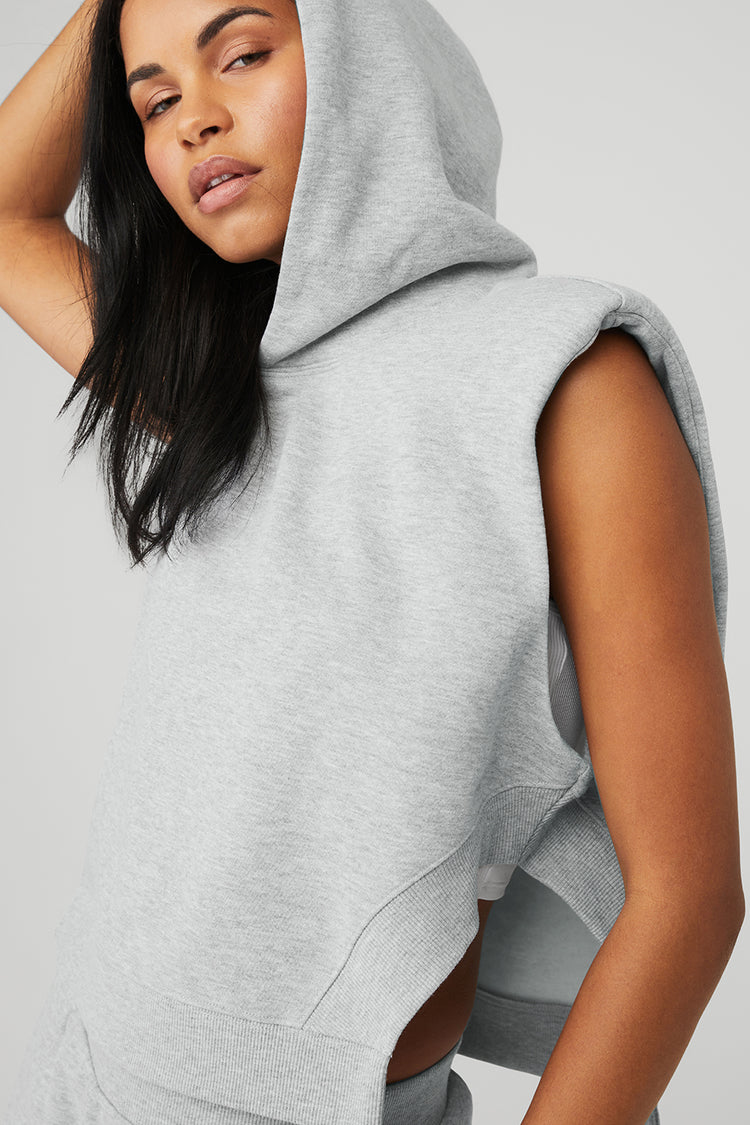 Quilted Cropped Arena Hoodie - Athletic Heather Grey