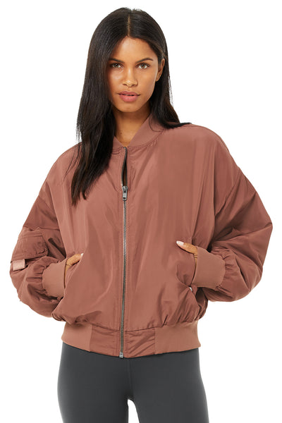 Alo Yoga It Girl Bomber - Chestnut. 3