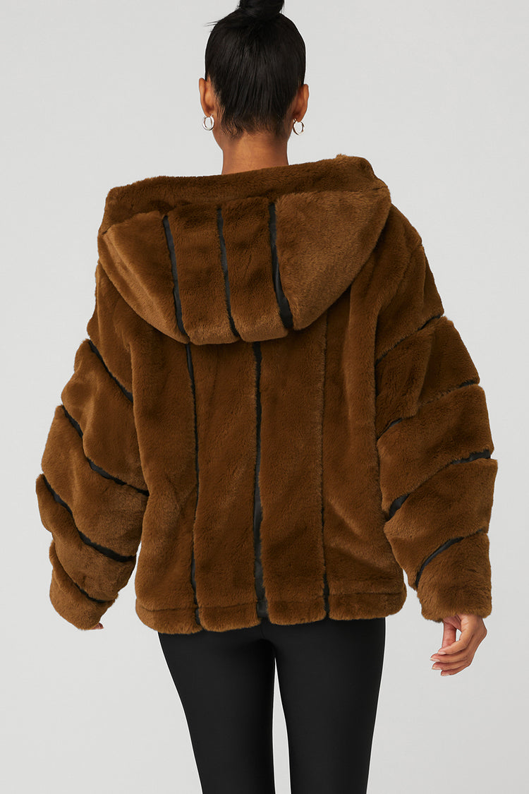 Alo Yoga Knock Out Faux Fur Jacket - Brown Jackets, Clothing - WALOY24735