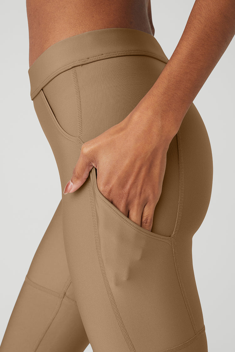 Alo Yoga 3 High-Waist Airlift Short in Gravel Beige, Size: 2XS