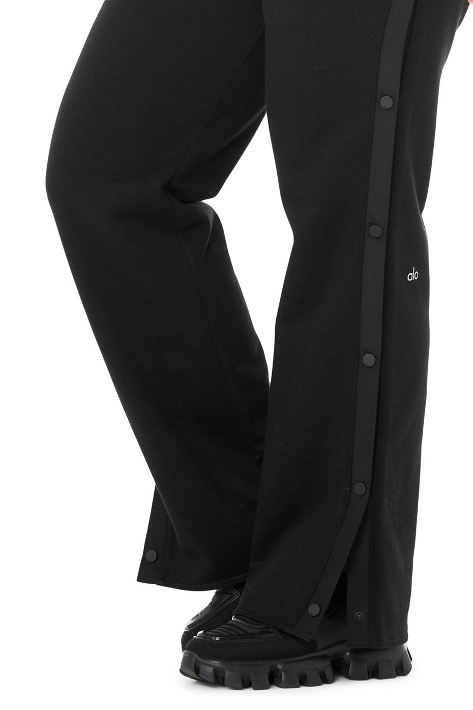 Scoop Neck Sweatshirt Bra & Courtside Tearaway Snap Pant Set - Black