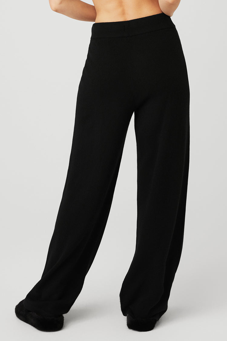 Cashmere High-Waist Jet Set Wide Leg Pant - Black - Black / XXS