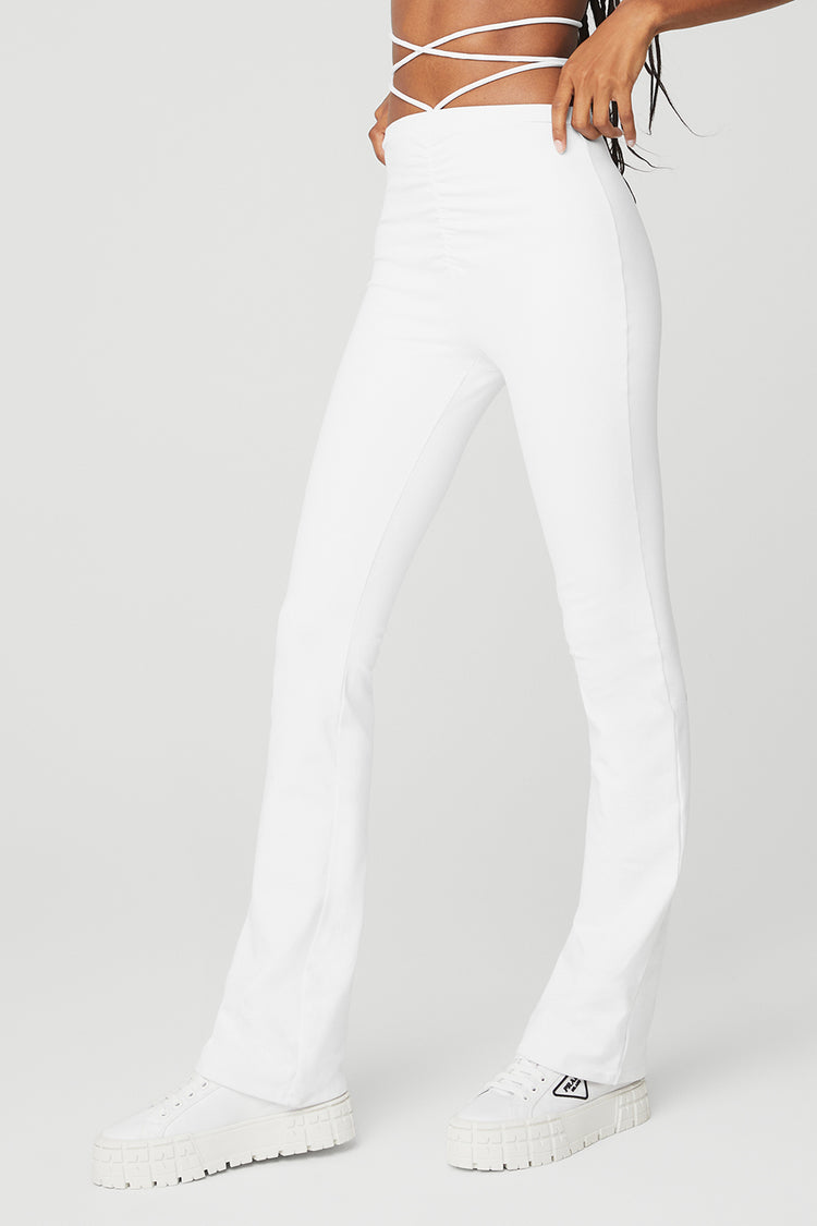 White flared leggings