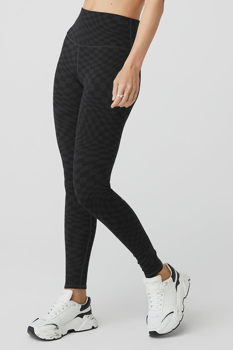 Ardene Checkered Super Soft Leggings in Black, Size
